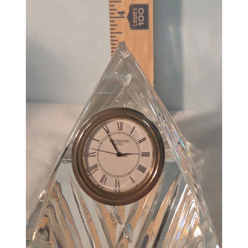 Waterford Crystal Pyramid Desk Clock Ireland Cut Crystal Mantel Clock